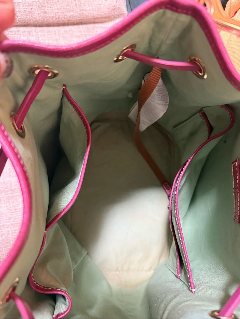 Dooney & Bourke Lion King Pink Purple Multicolor Floral Drawstring Shoulder Bag